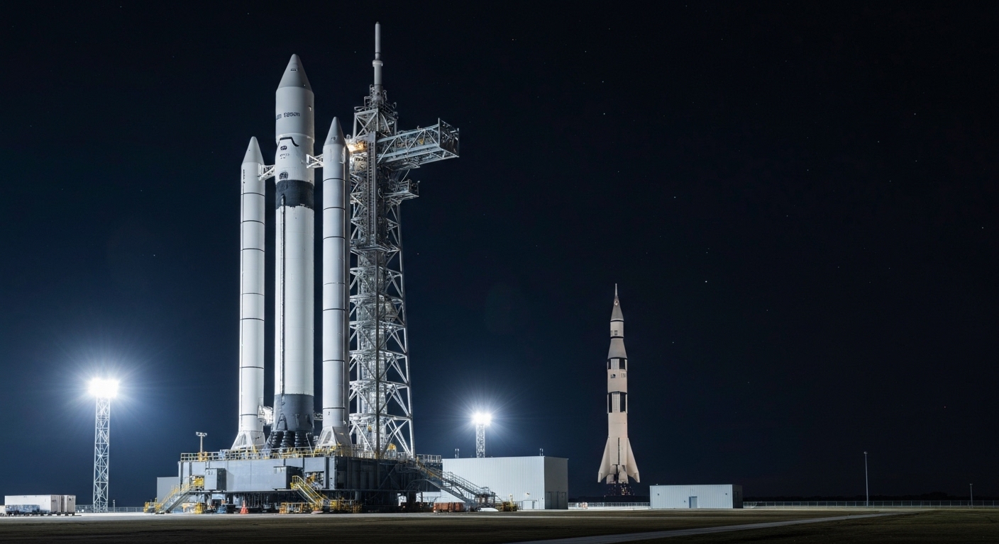 Blue Origin's New Giant Rocket Dwarfs Saturn V, Rivals Starship - AI Generated Visualization