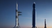 Blue Origin's New Giant Rocket Towers Over Saturn V - AI Generated Visualization