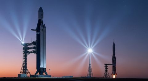 Blue Origin's New Rocket Dwarfs Saturn V, Challenges SpaceX - AI Generated Visualization