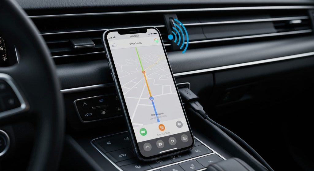 AAWireless TWO+ Now on Amazon for Seamless Wireless Android Auto & CarPlay - AI Generated Visualization