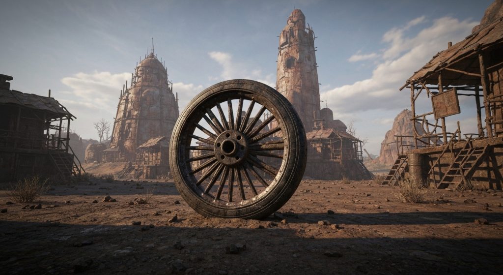 Of Ash and Steel: Find All 4 Wheels in Bad Neighborhood Quest - AI Generated Visualization