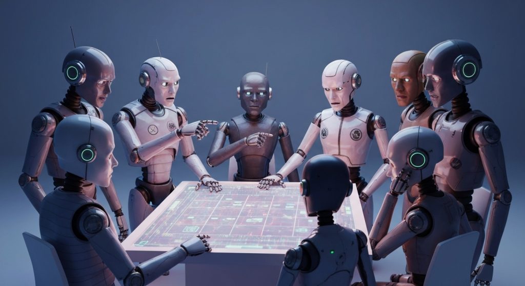 VIVA NOBOTS: Shueisha Games Unveils Non-Verbal Social Deduction Action Game - AI Generated Visualization