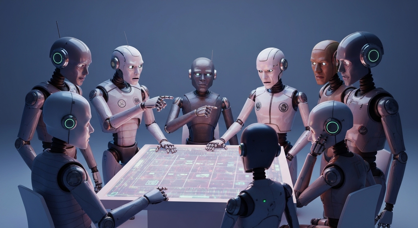 VIVA NOBOTS: Shueisha Games Unveils Non-Verbal Social Deduction Action Game - AI Generated Visualization